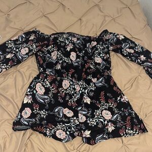 Black Floral Off-Shoulder Women’s Top